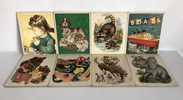 Lot (8) Vintage Playskool Cardboard Puzzle Simon Schuster - Girl Puppies... - £19.45 GBP