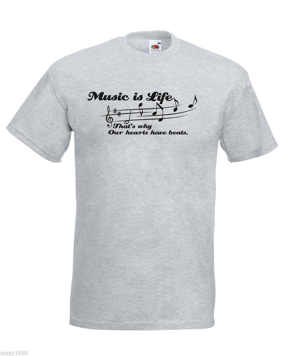 Primary image for Mens T-Shirt Quote Music is Life Inspirational Text Shirts Motivational Shirt