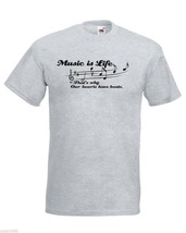 Mens T-Shirt Quote Music is Life Inspirational Text Shirts Motivational Shirt - $24.74