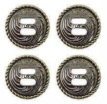 Set of 4 Slotted 1-1/2&quot; Western Slotted Conchos Saddle Bridle Bag Tack C... - $21.77