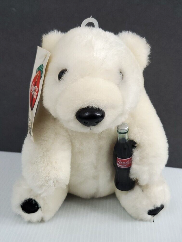 Primary image for Coca-Cola 1993 Plush White Polar Bear Holding Coke Bottle 8" Stuffed Animal Toy