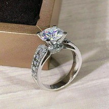 2Ct Round Moissanite Two Stone Engagement Ring 10K Solid White Gold - £526.39 GBP