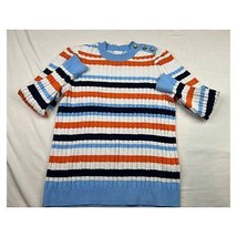 Charter Club Sweater Womens Extra Large Blue White Orange Striped Long S... - $26.80