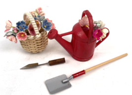 Vintage Ginny Doll Watering Can Flowers Gardening Tools Set Lot - £17.62 GBP