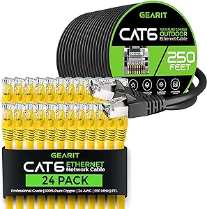 GearIT 24Pack 0.5ft Cat6 Ethernet Cable &amp; 250ft Cat6 Cable - $206.99