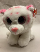 Ty Beanie Boos Tabor White and Pink Tiger  6&quot; Beanbag Plush Stuffed Toy  - $7.97