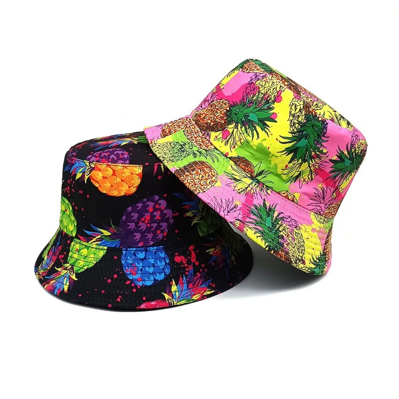 2024 New Printed Pineapple Pattern Bucket Hat for Men and Women Summer Outdoor - £13.31 GBP+