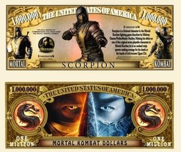 ✅ Pack of 50 Mortal Combat Scorpion 1 Million Dollar Bills Collectible Novelty ✅ - £14.83 GBP