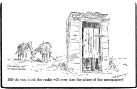 William Standing 1947 Western Cowboy Outhouse Radio Newspaper Postcard - £10.85 GBP
