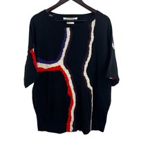 Diane Von Furstenberg Black Short Sleeve Oversize Sweater Size Small  - £45.47 GBP