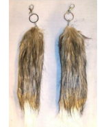 2 FOX TAIL KEY CHAIN LIGHT BROWN  WITH WHITE TIP foxes wild animal fur t... - £5.19 GBP