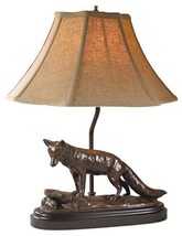 Sculpture Table Lamp Fox and Hiding Rabbit Hand Painted USA OK Casting Resin - £363.04 GBP