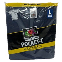 Vintage Fruit of The Loom 1998 Men&#39;s Navy Blue Pocket-T Golden Blend Lar... - $19.79