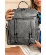 Medium Grey Business College Retro PU Leather Backpack - $32.72