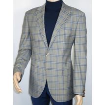 Men's Mono Turkey Sport Coat 100% Super 180s Wool 1480-03 Gray Blue Plaid image 6