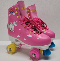 LIKU Quad Roller Skates Women Pink Unicorn Rainbow Light Up Wheels - Size 8 - $49.49