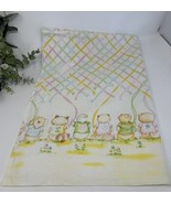 VINTAGE Dundee Shirt Tales Flannel Receiving Blanket Animals Ribbons - $12.68
