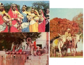 3 Postcard India Rajasthan Women Well Washing Clothes Bullock Cart RPPC ... - $4.50