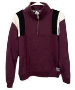 Victorias Secret PINK Size M Quarter-Zip Pullover Maroon White Black Col... - £12.45 GBP