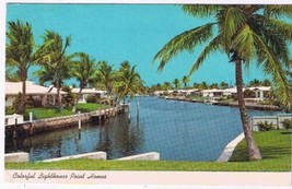 Florida Postcard Pompano Beach Lighthouse Point Homes - $2.96