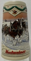 {VTG} 1996 Budweiser Clydesdales Holiday Christmas Stein {American Homestead} - £11.23 GBP