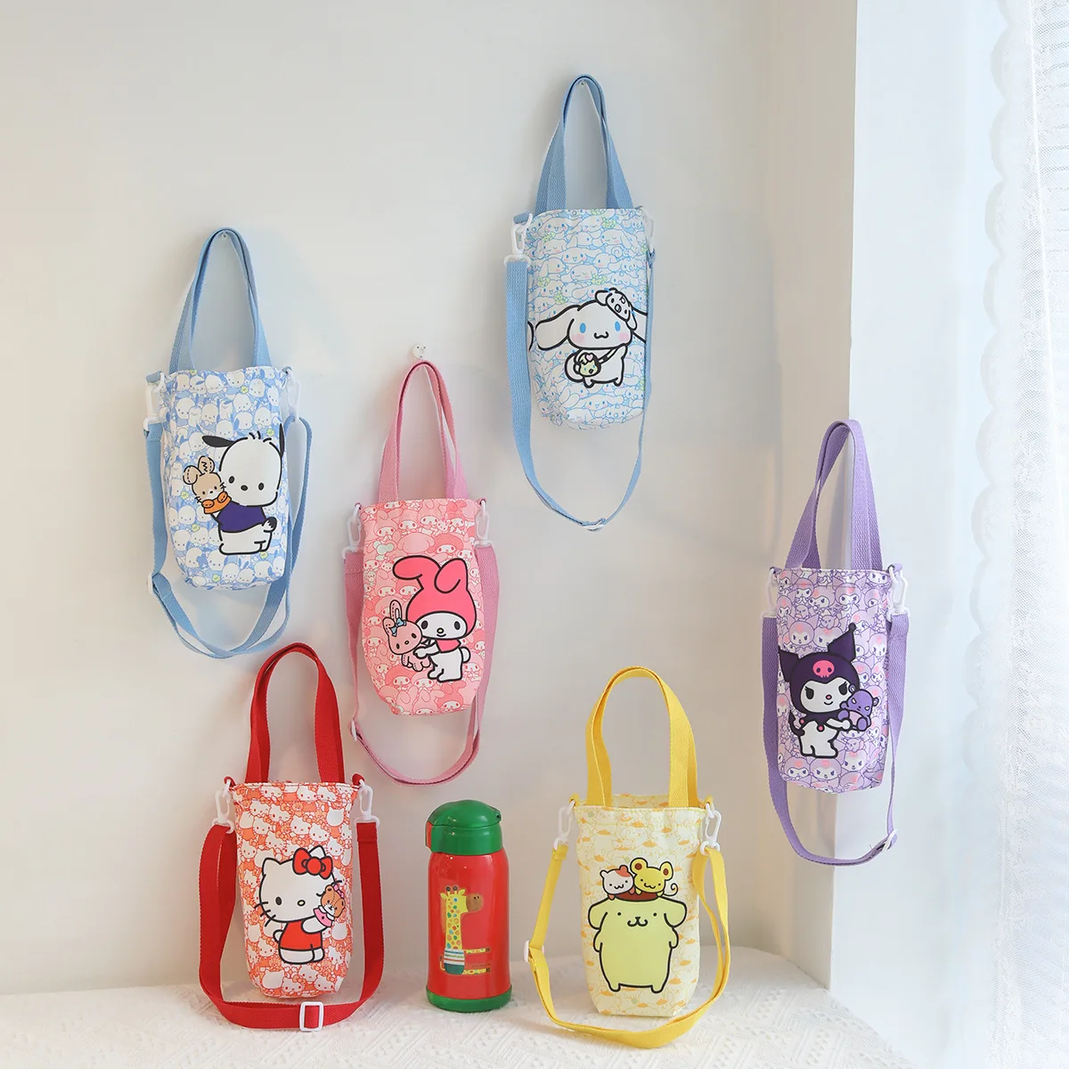 Sanrio Kuromi Canvas cup insulation cover Anime Hello Kitty Shoulder Bag Anime - £10.37 GBP
