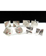 Vintage CUFFLINK LOT 4 Pairs Silvertone, Swank, Red Rhinestone, Square, ... - $24.74