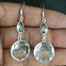 925 Sterling Silver Crystal Quartz Bezel Earrings Women Fine Jewelry BES-1041 - £25.00 GBP