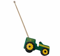 John Deere Moline Ill Push Pull Tractor Trade Mark Wood Toddler Toy Vintage - £20.10 GBP