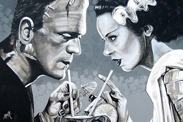 Amorous Libation Mike Bell Fine Art Print Tattoo Custom Lithograph Frankenstein - £15.98 GBP+
