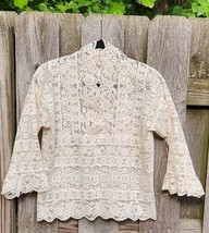 Women See Thru Lace Pullover Ladies Summer Blouse Shirt Ivory S-M Boudoir - £23.89 GBP