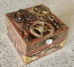 Steampunk Gears Themed Trinket Box - Small - $10.00