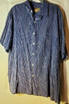 Caribbean Pineapple Men&#39;s Blue Silk Blend Button Short Sleeve Hawaiian Shirt XL - £15.76 GBP