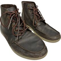 REEF Bantu Side Zip Lace Up Brown Leather Field Ankle Boots Moc Toe Mens 10.5 - $33.25