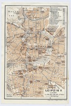 1914 Original Antique Map Of Leipzig Downtown Germany - £17.17 GBP
