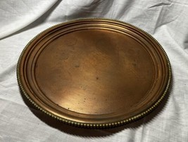 Copper Colored Serving Platter with Beaded Rim Non-Ferris Metal ~ 14 1/4... - £7.46 GBP