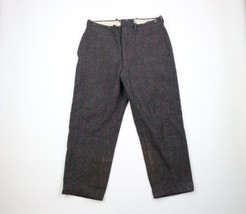 Vtg 70s Woolrich Mens 36x29 Distressed Mackinaw Wool Wide Leg Pants Plaid USA - £79.09 GBP