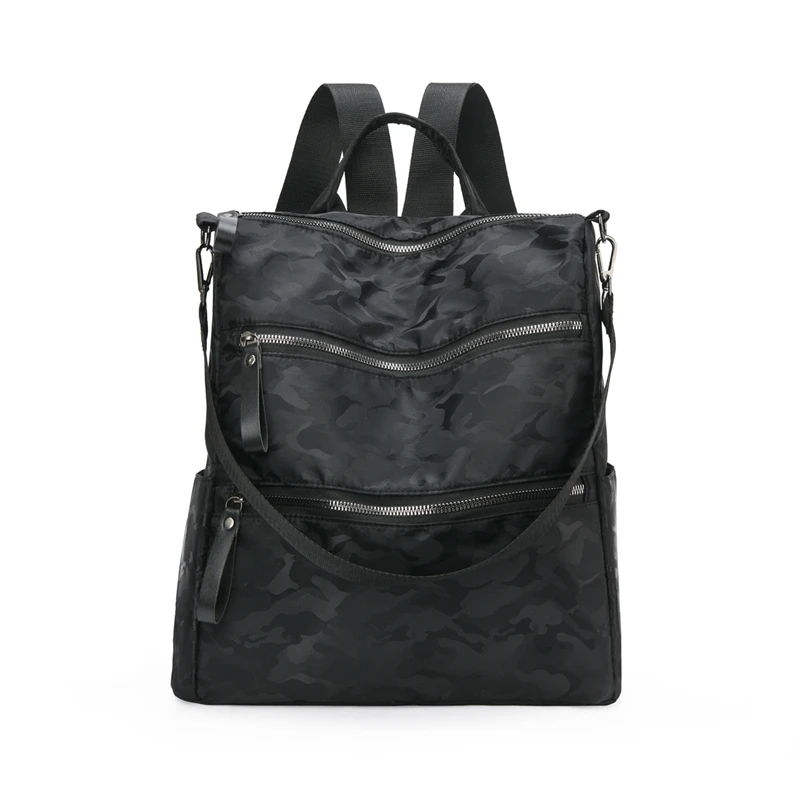 Multi-pocket Black Nylon Women Backpack Female Simple Pattern Travel Bag High Qu - £65.04 GBP