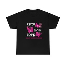 Love Faith Hope T-Shirt, Breast Cancer Awareness Flower Ribbon T-Shirt S... - £16.16 GBP+