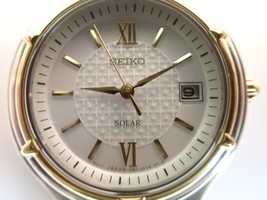 SEIKO V187-OAAO Solar Two-Tone Unisex Wristwatch - £55.35 GBP