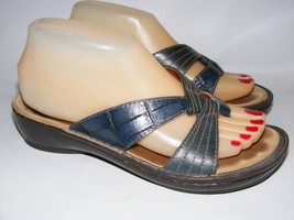 Clarks Artisan Collection Size 7 M Black Leather Strap Thong Slide Sandals Shoes - £18.38 GBP