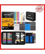 Complete 176-Piece Art Kit with Portable Case &amp; 100-Sheet Multi-Color Sk... - $817.60 MXN