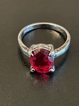 Red Cubic Zirconia S925 Silver Woman Ring Size 6 - £10.12 GBP