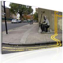 Tiptophomedecor Stretched Canvas Street Art - Banksy: Yellow Flower - Stretched  - $79.99+