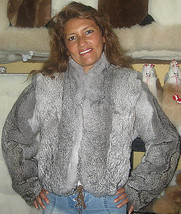 chinchilla pelt, fur,cincilla jacket coat, gray outerwear  - £371.74 GBP