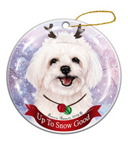 Holiday Pet Gifts Maltipoo Reindeer Dog Porcelain Christmas Ornament - £25.15 GBP