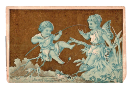 Victorian Trade Card Selover New American Sewing Machine Fairy Fishing C... - £24.86 GBP