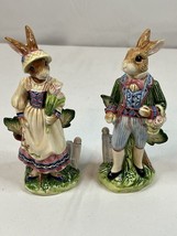 Fitz And Floyd Old World Rabbit Figurines pair of salt and pepper shaker... - $70.11