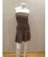 Marta Baron Dress Green Pleated Strapless Side Zip EUC Size S - $29.70