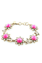 J Crew Hot Pink Jewel Flower Rhinestone Bracelet - £4.70 GBP